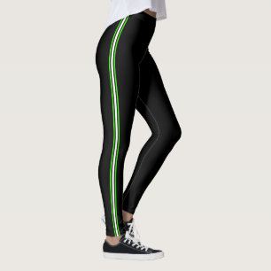 Leggings Rayure verte blanche noire sportive athlétique