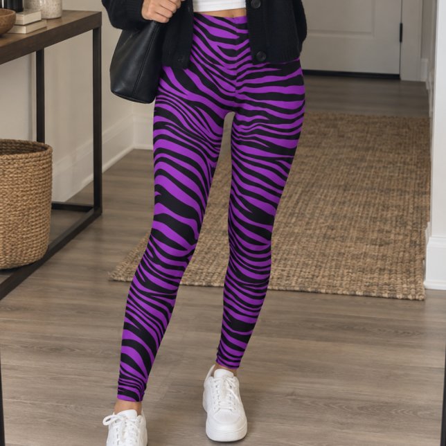 Leggings Rayure Zèbre Noir Violet (Créateur téléchargé)