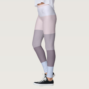 Leggings Rayures, 5 Couleurs Bleu Gris Brown Rose, Monogram