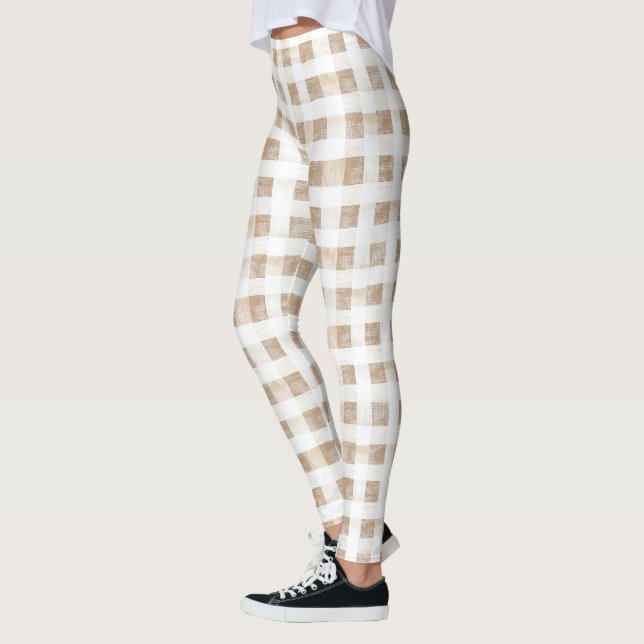 Leggings Rayures à carreaux blanc crème  (Gauche)