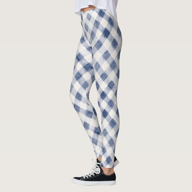 Leggings Rayures à Carreaux Bleu Blanc (Gauche)