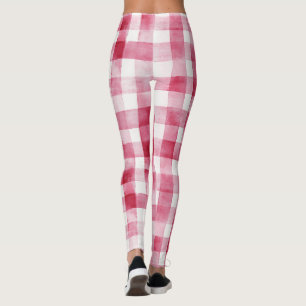 Leggings Rayures à carreaux rose blanc  