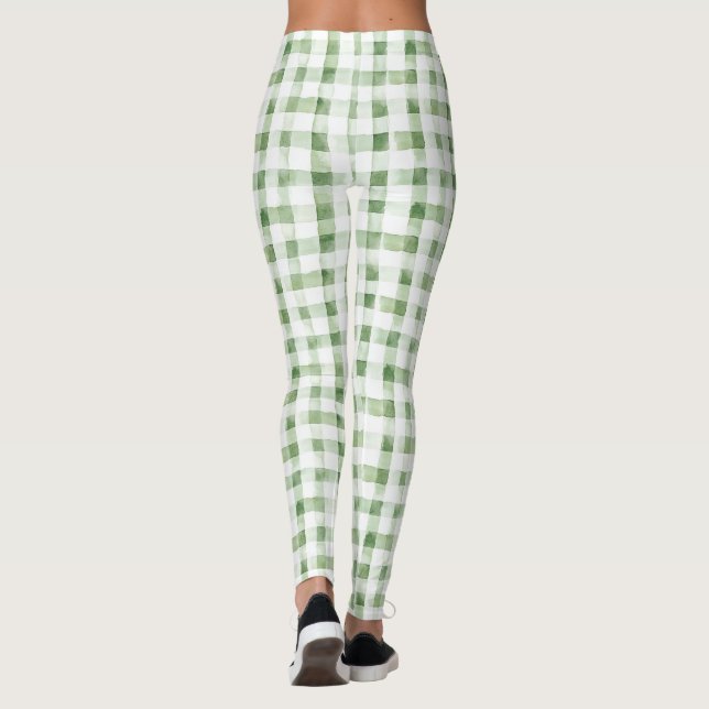 Leggings Rayures à carreaux verts blancs   (Dos)