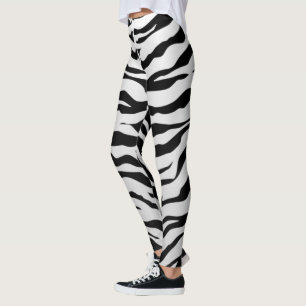 Leggings Rayures animales blanches et noires de tigres