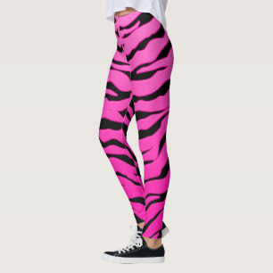 Leggings Rayures animales roses et noires de tigres