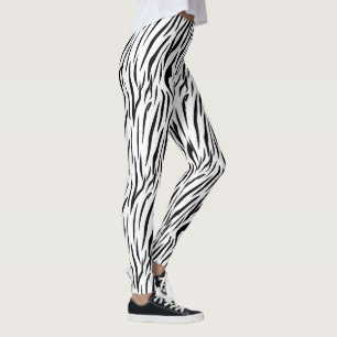 Leggings Rayures animales zèbre noir et blanc modernes