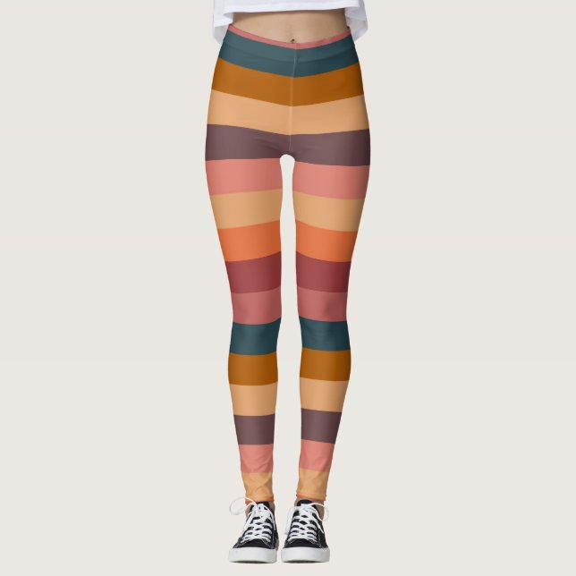 Leggings Rayures Aquarelle Coucher de soleil   (Devant)