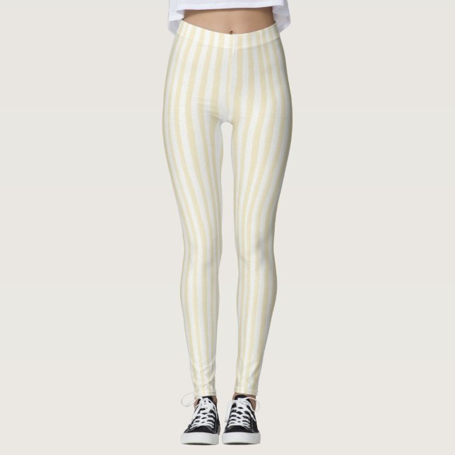 Leggings Rayures blanches jaunes (Devant)