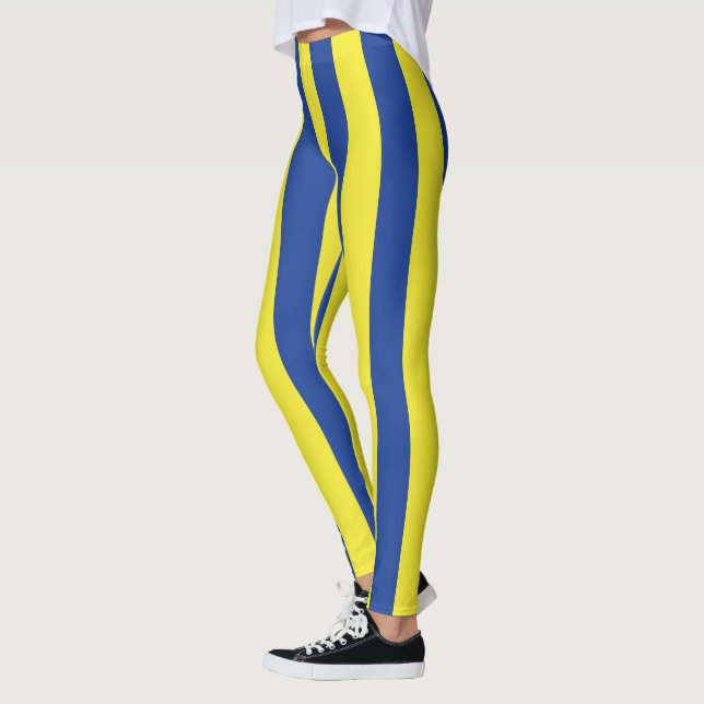 Leggings Rayures bleu foncé et jaune  (Gauche)