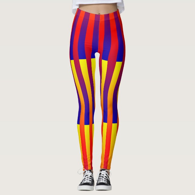Leggings Rayures Bleu Rouge Jaune (Devant)