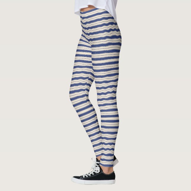 Leggings Rayures bleues et blanches ondulées (Gauche)