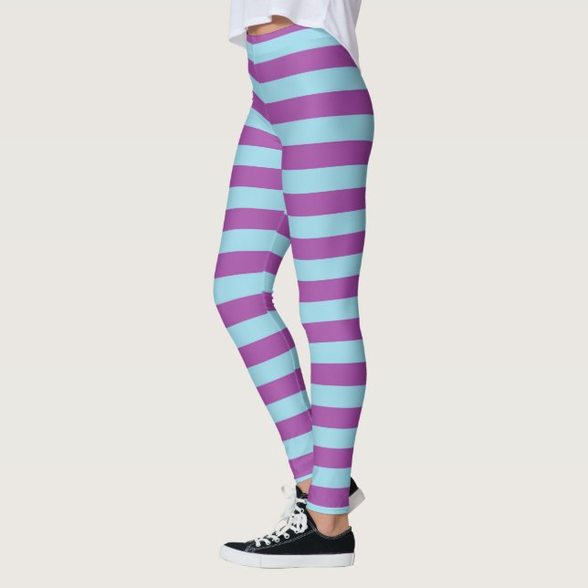 Leggings Rayures bleues et pourpres en pastel (Gauche)