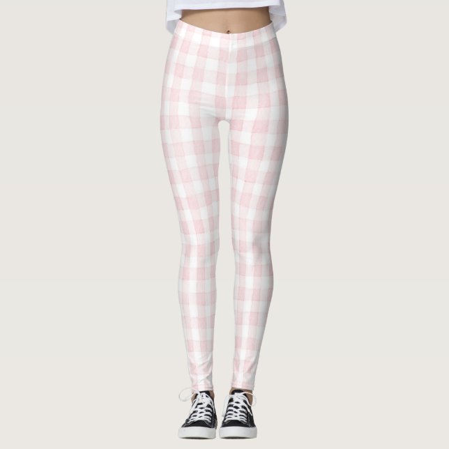Leggings Rayures carreaux rose blanc (Devant)