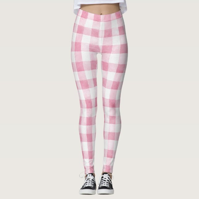 Leggings Rayures carreaux rose blanc (Devant)