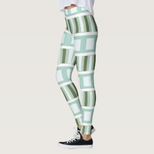 Leggings Rayures carrées vert sarcelle