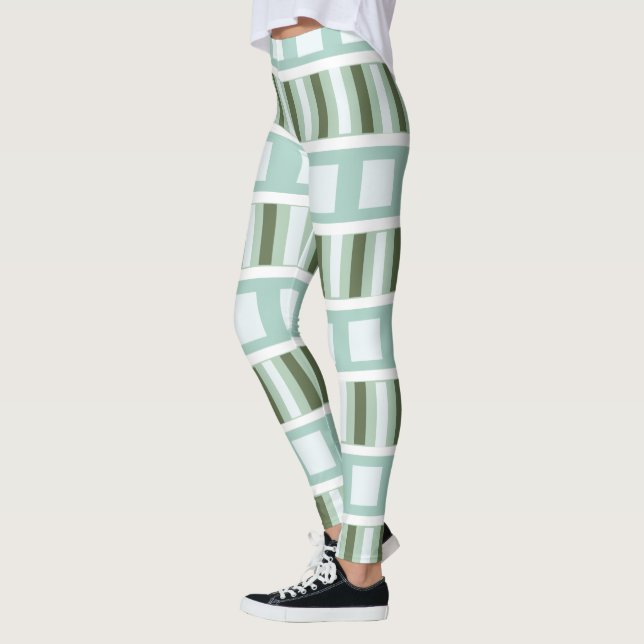 Leggings Rayures carrées vert sarcelle  (Gauche)