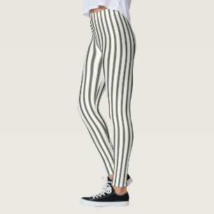 Leggings Rayures Crème Vert Olive