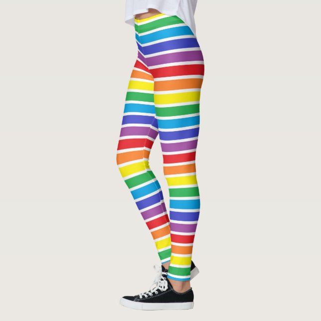 Leggings Rayures d'arc-en-ciel décrites par blanc (Gauche)
