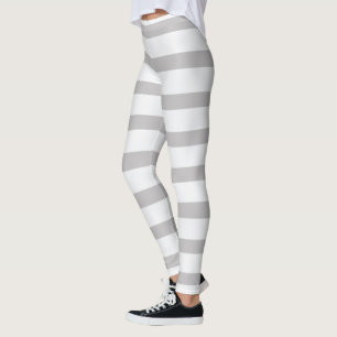 Leggings Rayures de bonbon grises blanches