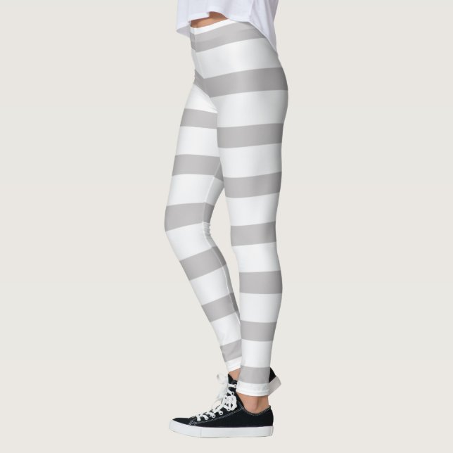 Leggings Rayures de bonbon grises blanches (Gauche)