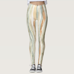 Leggings Rayures de crème de pêche verte