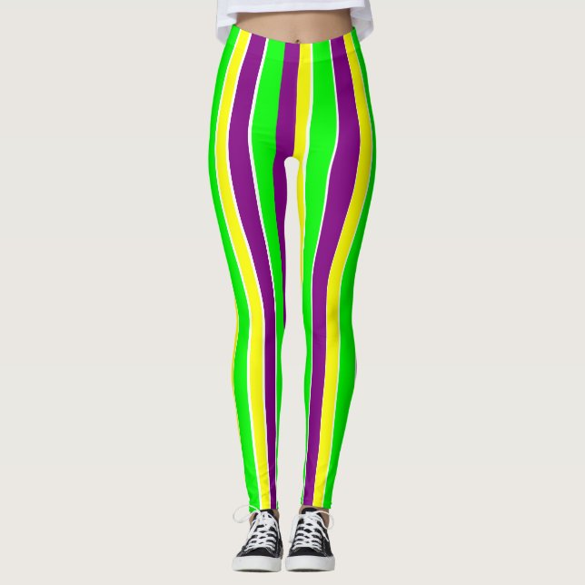 Leggings Rayures de Mardi Gras (Devant)