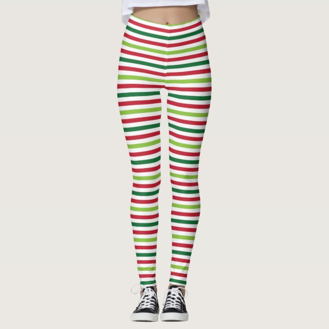 Leggings Rayures de Noël (Devant)