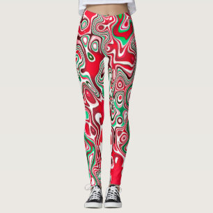 Leggings Rayures de Noël maximalistes funky ondulées tripan