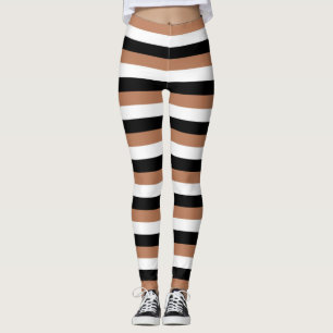 Leggings Rayures de noir, de brun et de blanc