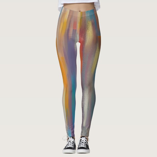 Leggings Rayures de peinture colorées (Devant)