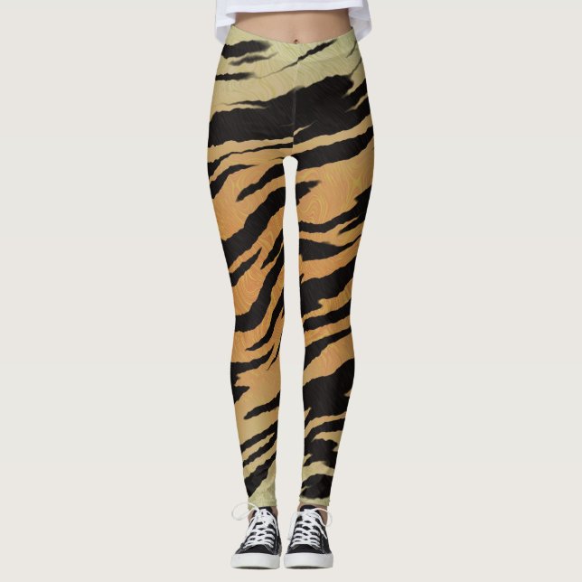 Leggings  Rayures de Tigre Impression Animale Mignonne (Devant)