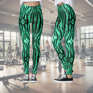 Leggings Rayures de tigre néon vert - motif
