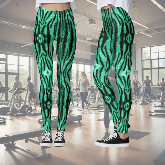 Leggings Rayures de tigre néon vert - motif (Créateur téléchargé)