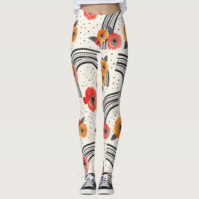 Leggings Rayures de tranche de citron bold (2) (Devant)