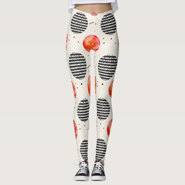 Leggings Rayures de tranche de citron bold (5) (Devant)
