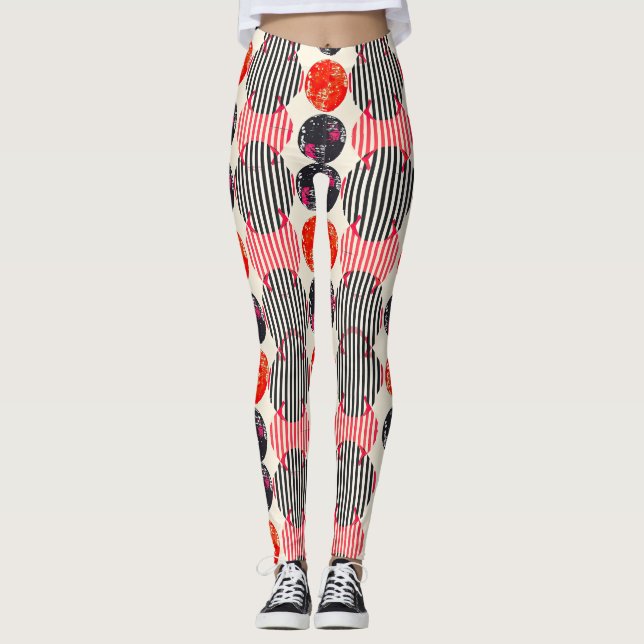 Leggings Rayures de tranche de citron bold (9) (Devant)