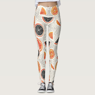 Leggings Rayures de tranches de citrus gras (1)