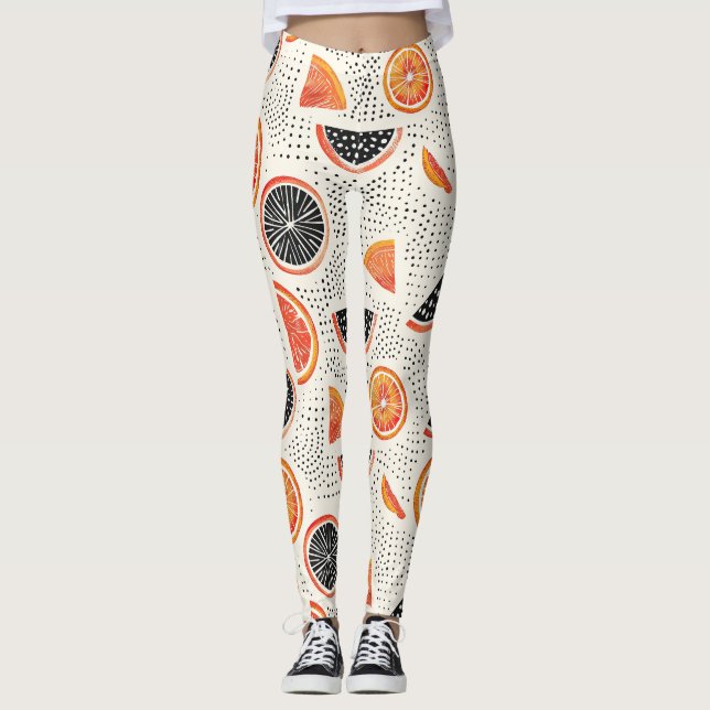 Leggings Rayures de tranches de citrus gras (1) (Devant)