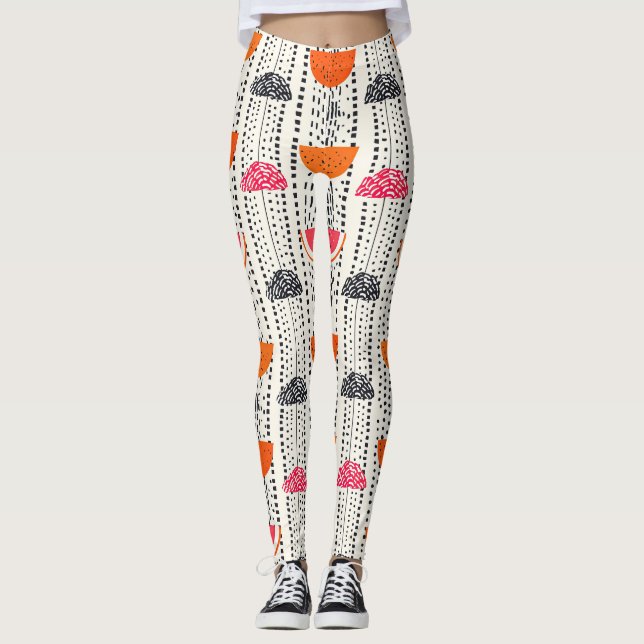 Leggings Rayures de tranches de citrus gras (4) (Devant)