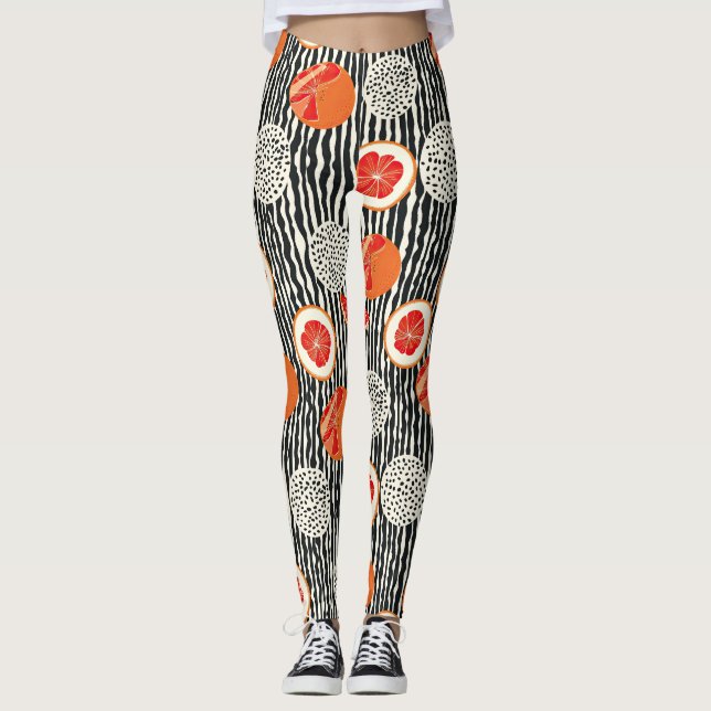 Leggings Rayures de tranches de citrus gras (6) (Devant)