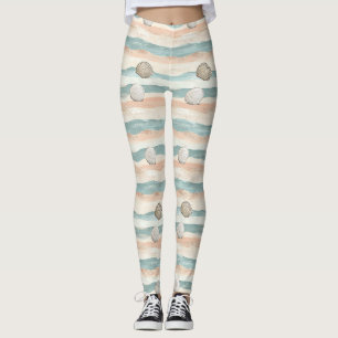 Leggings Rayures de vagues de plage apaisantes - Palette cô