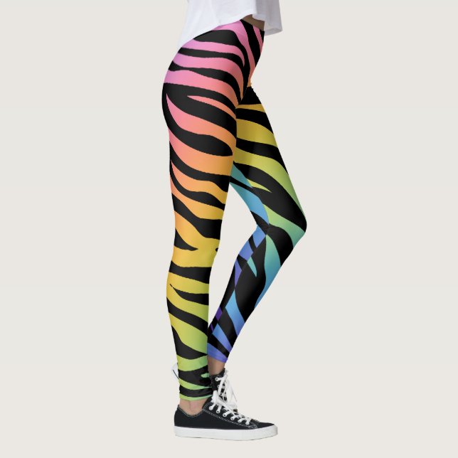 Leggings Rayures de zèbre impression dégradé arc-en-ciel su (Droite)