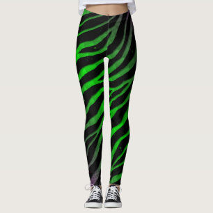 Leggings Rayures déchirées de l'espace-temps - Violet/Vert