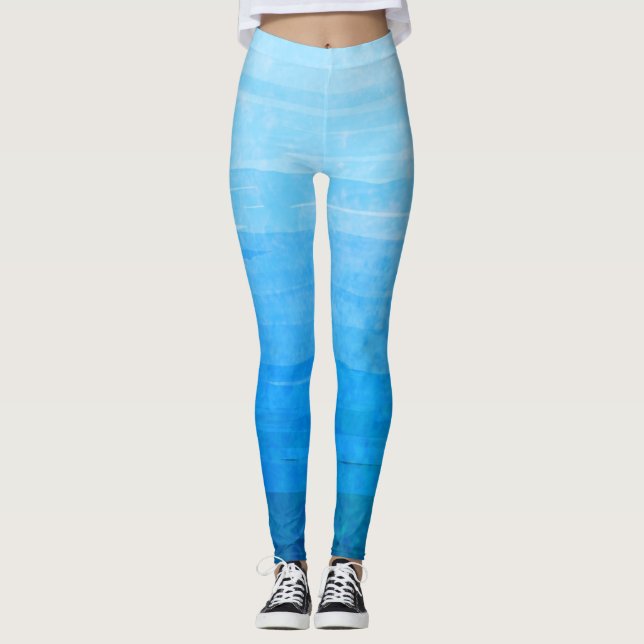 Leggings Rayures dégradées bleues délavées (Devant)