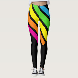 Leggings rayures des années 80 et guêtres de couleurs