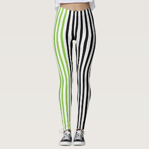 Leggings Rayures d'Halloween Violet Vert Noir Orange