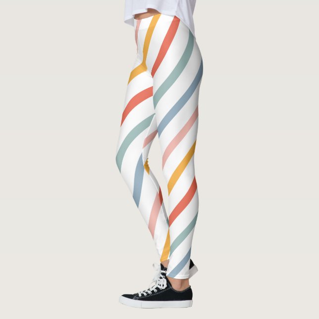 Leggings Rayures diagonales pastel colorées (Gauche)