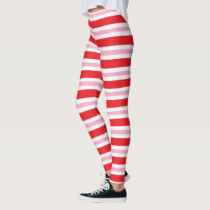 Leggings Rayures épaisses et minces rouges, blanches et