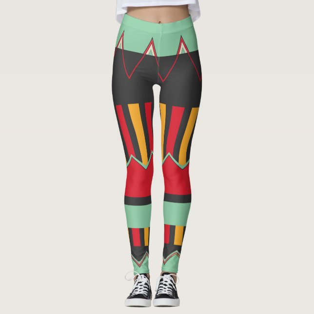 Leggings Rayures et vagues dans de rétros couleurs (Devant)