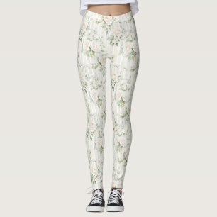 Leggings Rayures Florales Crème Romantiques